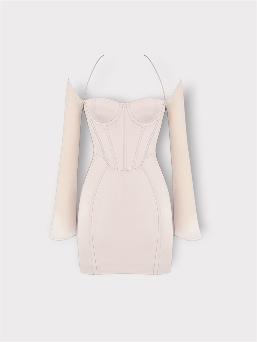 HOUSE OF CB Isra Crystal Satin Corset Mini Dress NWT Blush Pink Small Sexy Glam - Picture 3 of 10